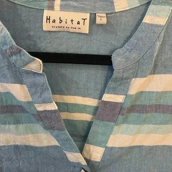 Habitat striped button front beachy coastal large - Picture 3 of 6